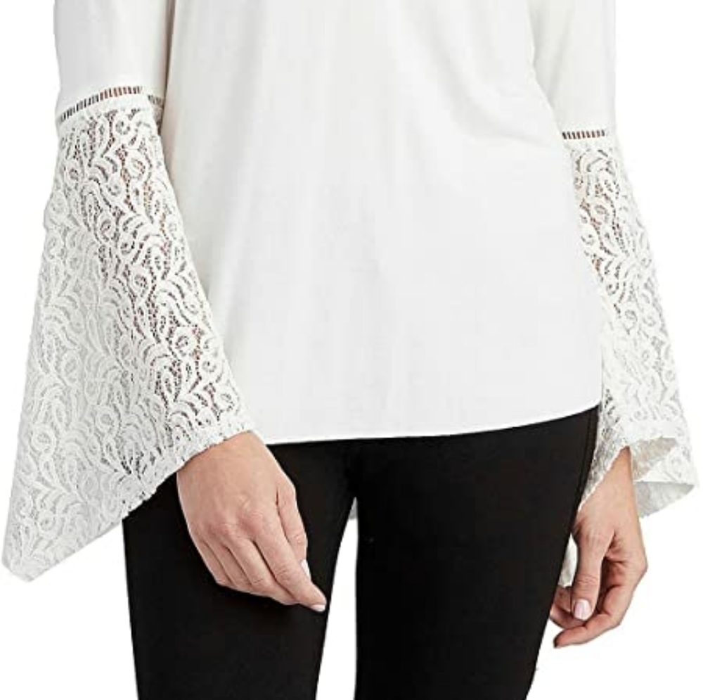 Democracy Women's Bell SLV V-Neck Lace Up Top - Picture 2 of 13